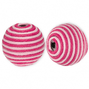 22 mm Acrylperlen mit Wachskordel Light pink-pink