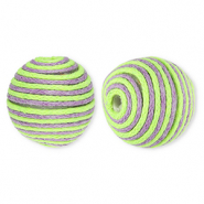 22 mm Acrylperlen mit Wachskordel Lime green-lavender purple