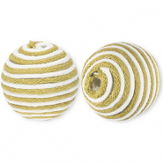 22 mm Acrylperlen mit Wachskordel Olive green-white