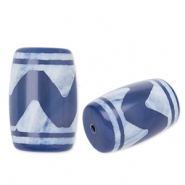 Naturstein Perlen Chalcedon Tube Welle Blue-white