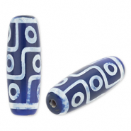 Naturstein Perlen Chalcedon Tube Blue-white
