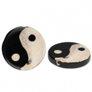 Naturstein Perlen Chalcedon Yin & Yang Black-sand beige
