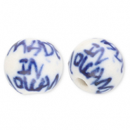 Perlen Keramik 10 mm "Made in Holland" Off white-Delft blue