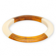 Resin-Armb&auml;nder Bangle Transparent amber brown-ivory white