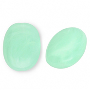 Acrylperlen Oval Mint green-marble
