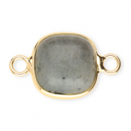 Naturstein Anhänger Zwischenstück 12x12 mm Grey-gold