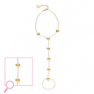 Handketten aus Stainless Steel - Rostfreiem Stahl Herz Gold