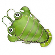 Geldb&ouml;rse aus Leder Krebs Green-sand beige-black-white