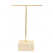 Schmuckdisplay Ohrringe T-Form mit Holz St&auml;nder Natural-gold