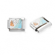 Italian Charm Element aus Stainless Steel - Rostfreiem Stahl Meeresleben Silver-white-light blue