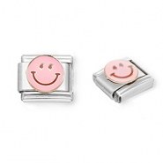 Italian Charm Element aus Stainless Steel - Rostfreiem Stahl Smiley Silver-light pink-purple