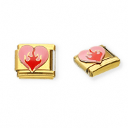 Italian Charm Element aus Stainless Steel - Rostfreiem Stahl Herz Gold-pink-red