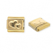 Italian Charm Element aus Stainless Steel - Rostfreiem Stahl Herzen Gold