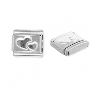 Italian Charm Element aus Stainless Steel - Rostfreiem Stahl Herzen Silver