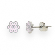 Ohrringe aus Stainless Steel - Rostfreiem Stahl Blume Lilac-silver