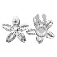 Knopfabdeckung aus Stainless Steel - Rostfreiem Stahl Blume Silver