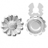 Knopfabdeckung aus Stainless Steel - Rostfreiem Stahl Blume Silver