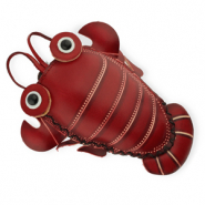 Geldb&ouml;rse aus Leder Krebs Red-sand beige-black-white