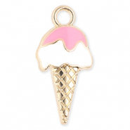 Metall Anh&auml;nger Ice Lolly Gold-white-light pink