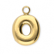 Stainless Steel - Rostfrei Stahl Anh&auml;nger Buchstaben O Gold
