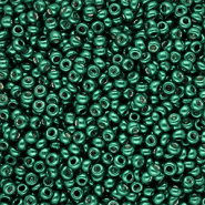 Glasperlen Rocailles 8/0 (3 mm) Metallic shine teal green