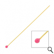 BY31® Stainless Steel - Rostfrei Stahl Schmuckzubehör Nietstifte mit Kugel 70 mm Gold-magenta pink