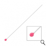 BY31® Stainless Steel - Rostfrei Stahl Schmuckzubehör Nietstifte mit Kugel 70 mm Silver-magenta pink