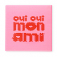 BY31&reg; Deko-Fliese mit Spruch "Oui oui mon ami" Pink-red