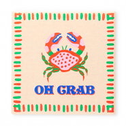 BY31&reg; Deko-Fliese mit Spruch "Oh crab" Light peach-red-green-blue