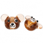 Handgefertigt Glasperlen Bär Transparent brown-white-black