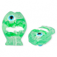 Handgefertigt Glasperlen Fisch Transparent neo mint green-white-black-cyan