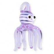 Handgefertigt Glas-Anhänger Oktopus Transparent light purple