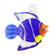 Handgefertigt Glas-Anhänger Fisch Transparent dark blue-white-orange-yellow