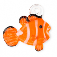 Handgefertigt Glas-Anhänger Clownfisch Orange-white-black