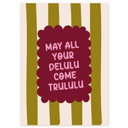 BY31&reg; SchmuckKarten "May all your delulu come trululu" Olive green-off white-bordeaux red-pink