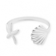 Armb&auml;nder aus Stainless Steel - Rostfreiem Stahl Bangle Muschel & Seestern Silver