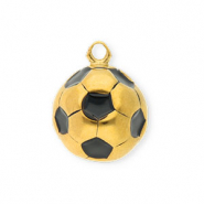 Stainless Steel - Rostfrei Stahl Anh&auml;nger Fu&szlig;ball Gold-black