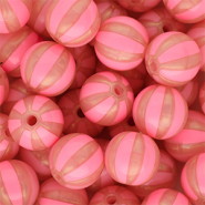 12 mm DQ&reg; Acrylperlen mit Streifen Coral pink-peach pink