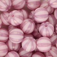 12 mm DQ&reg; Acrylperlen mit Streifen Vintage pink