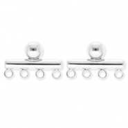 BY31&reg; Stainless Steel - Rostfrei Stahl Schmuckzubeh&ouml;r Ohrringe&nbsp;/&nbsp;Ohrstecker l&auml;nglich mit 4 &Ouml;sen Silver