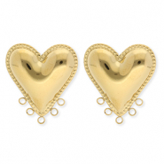 BY31&reg; Stainless Steel - Rostfrei Stahl Schmuckzubeh&ouml;r Ohrringe&nbsp;/&nbsp;Ohrstecker Herz mit 5 &Ouml;sen Gold