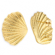 BY31&reg; Stainless Steel - Rostfrei Stahl Schmuckzubeh&ouml;r Ohrringe&nbsp;/&nbsp;Ohrstecker Muschel mit &Ouml;se Gold