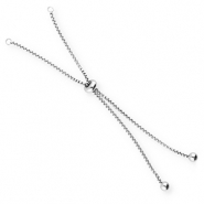 Stainless Steel - Rostfrei Stahl Schmuckzubeh&ouml;r Halbarmband mit Stopperperle Silver