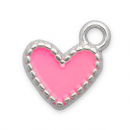 Stainless Steel - Rostfrei Stahl Anh&auml;nger Herz Silver-pink