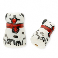 Perlen Keramik Hund White-red-black