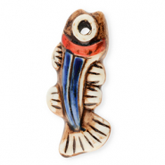 Anhänger Keramik Fisch Brown-white-dark blue-red