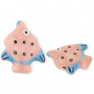 Perlen Keramik Fisch Vintage pink-blue-black