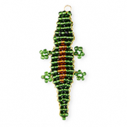 BY31&reg; Anh&auml;nger Glasperlen Krokodil Dark green-amber brown-black-gold
