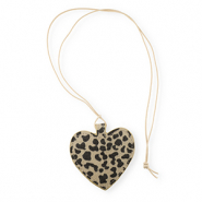 Statement-Anhänger Herz mit Leopard-Print Beige brown-dark brown