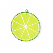 Statement-Anhänger Zitronenscheibe Lime green-green-white